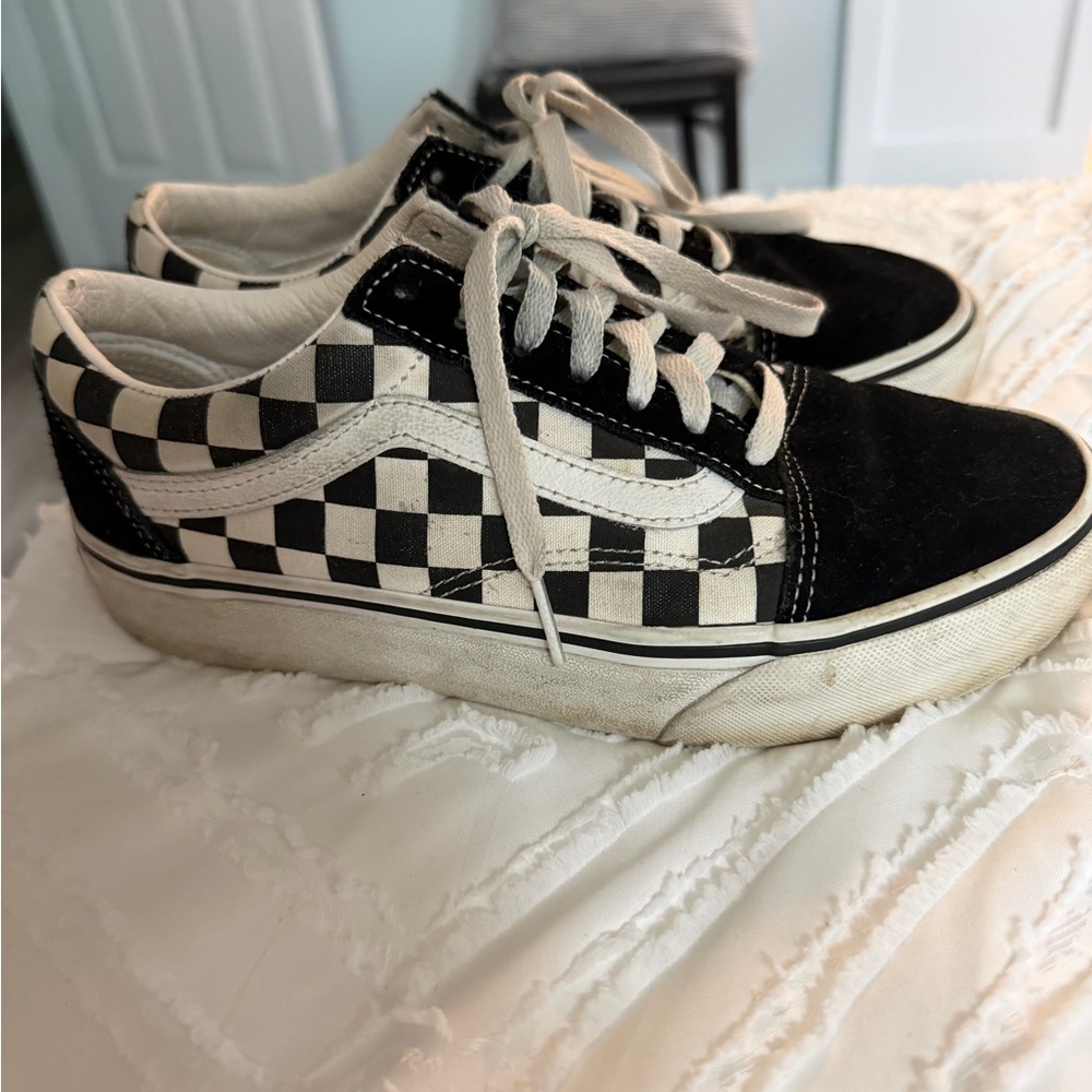 Vans Classic Checkerboard Low-Top Sneakers in Black and White